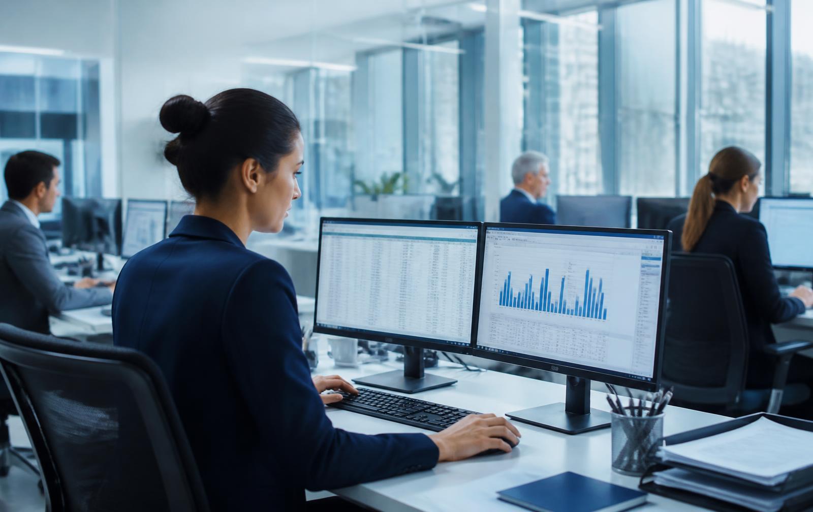 Accounting CPA firm dual monitor workstation