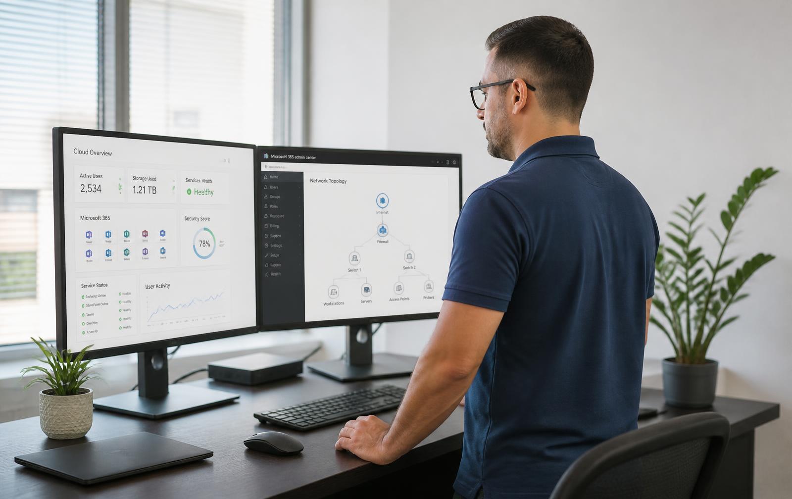 Network operations dashboard showing real-time monitoring for client networks